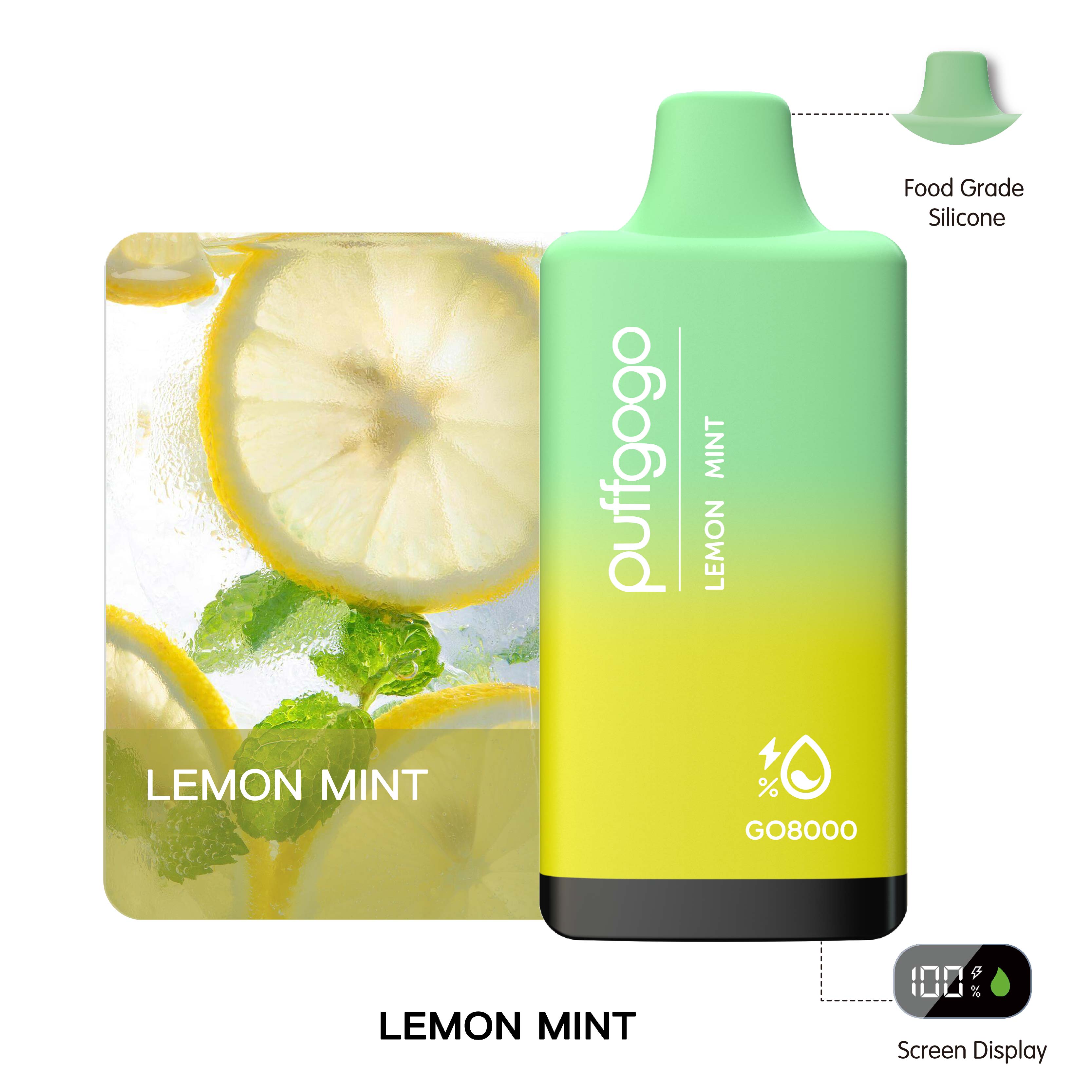 Puffgogo GO8000 Disposable 8000 Puffs - Lemon Mint VapeDeal.com Puffgogo GO8000 Disposable 8000 Puffs - Lemon Mint VapeDeal.com