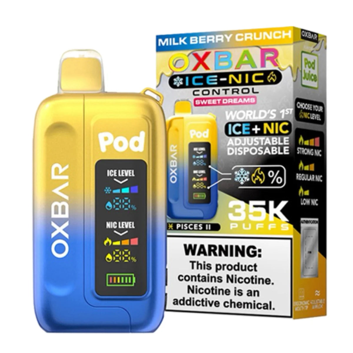 Oxbar Pod x Ice Nic 35000 - Milk Berry Crunch (Pisces II) (Sweet Dreams) | Vapedeal VapeDeal.com Oxbar Pod x Ice Nic 35000 - Milk Berry Crunch (Pisces II) (Sweet Dreams) | Vapedeal VapeDeal.com
