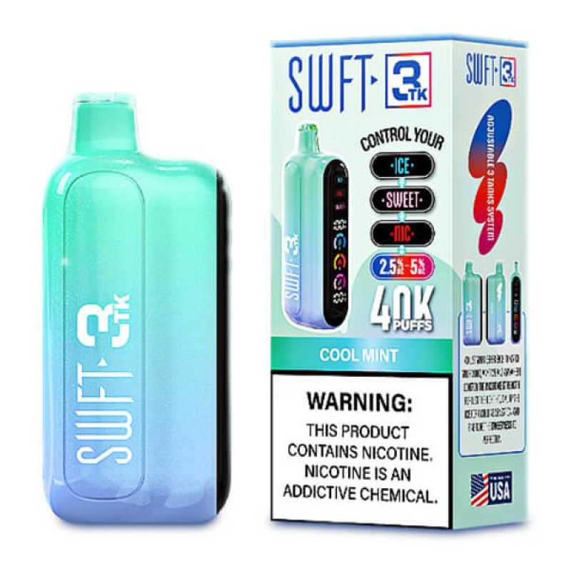 Swft 3TK 40000 Puffs Disposable Vape 40K Adjustable - Cool Mint VapeDeal.com Swft 3TK 40000 Puffs Disposable Vape 40K Adjustable - Cool Mint VapeDeal.com
