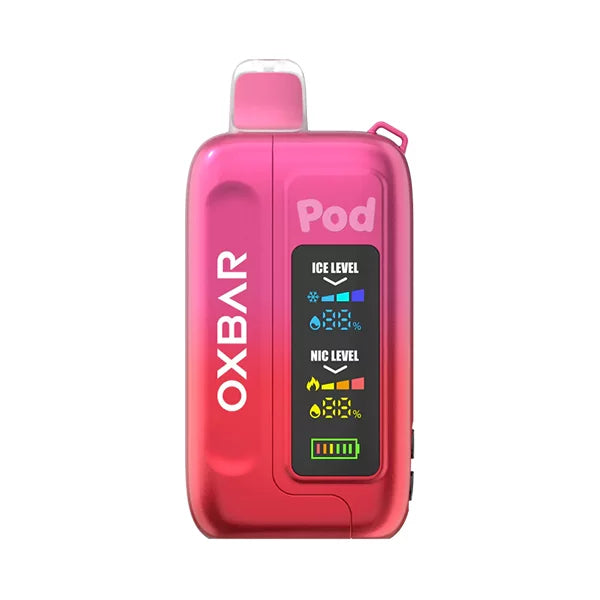 Oxbar Pod x Ice Nic 35000 - Strawberry Pink Cherry | Vapedeal VapeDeal.com Oxbar Pod x Ice Nic 35000 - Strawberry Pink Cherry | Vapedeal VapeDeal.com