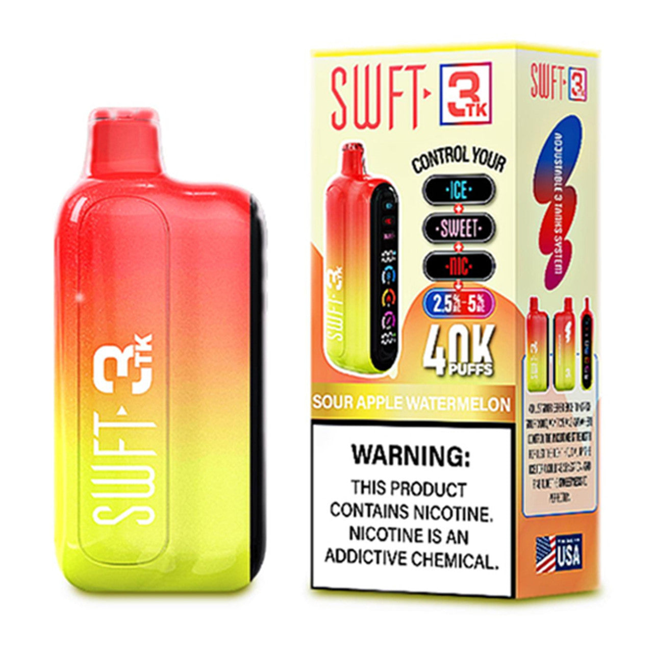 Swft 3TK 40000 Puffs Disposable Vape 40K Adjustable - Sour Apple Water VapeDeal.com Swft 3TK 40000 Puffs Disposable Vape 40K Adjustable - Sour Apple Water VapeDeal.com