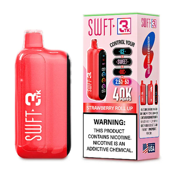 Swft 3TK 40000 Puffs Disposable Vape 40K Adjustable - Strawberry Roll VapeDeal.com Swft 3TK 40000 Puffs Disposable Vape 40K Adjustable - Strawberry Roll VapeDeal.com