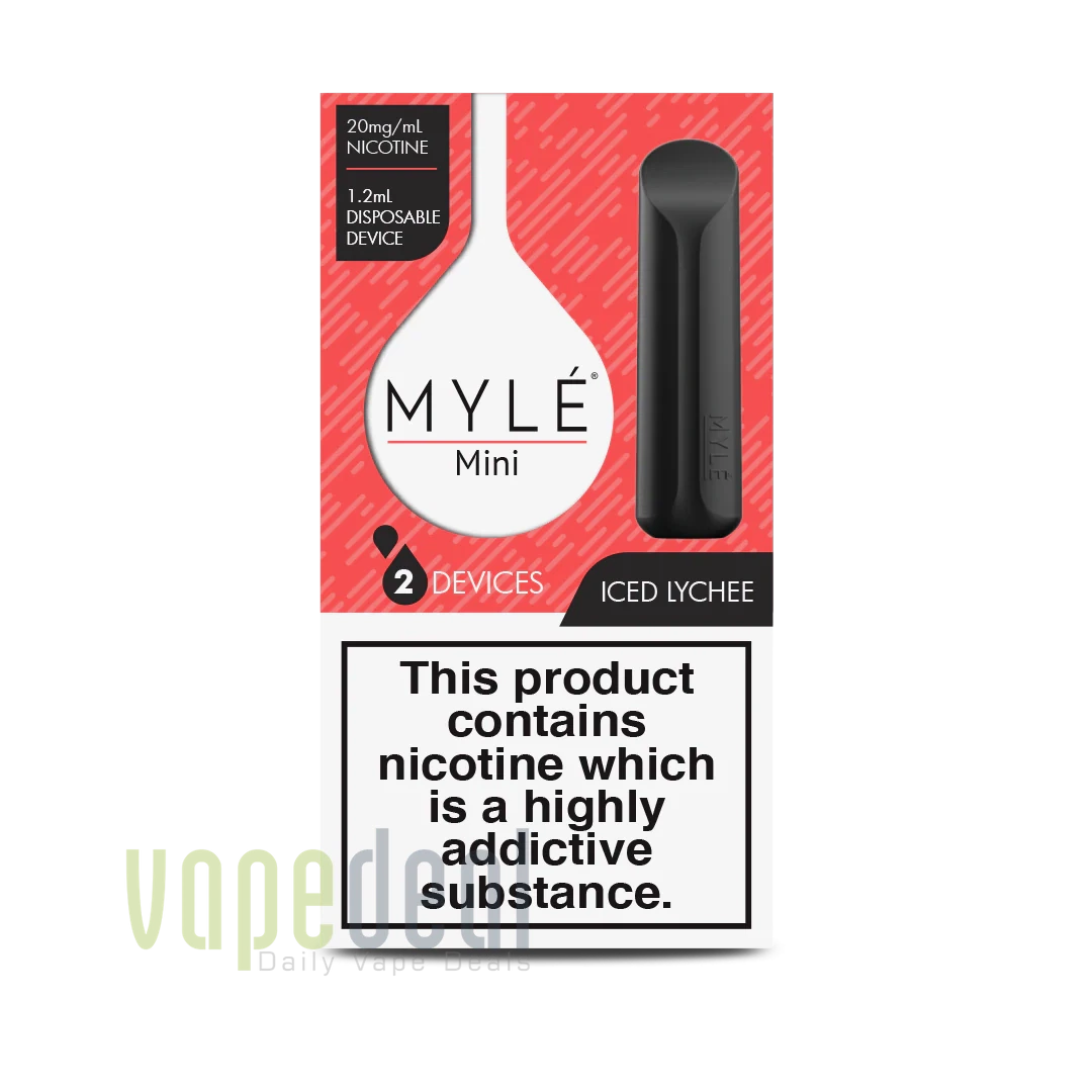 Myle Mini Disposable Pods 320 Puffs - 2 Pack Devices - Iced Lychee
