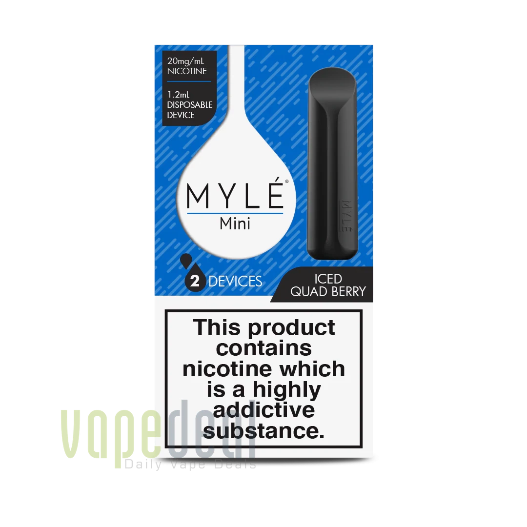 Myle Mini Disposable Pods 320 Puffs - 2 Pack Devices - Quadberry Ice