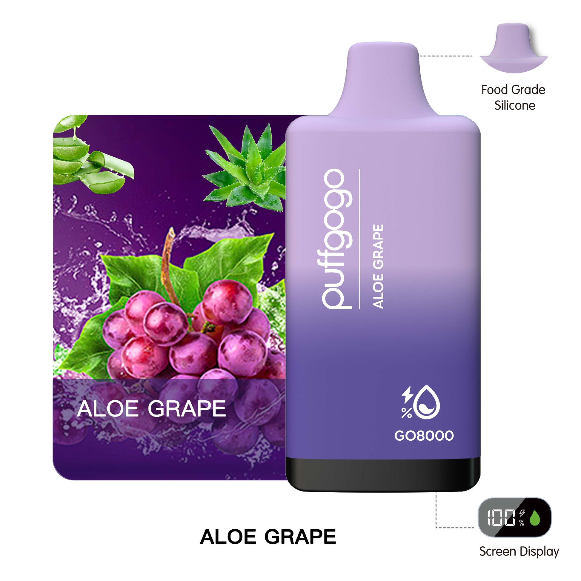 Puffgogo GO8000 Disposable 8000 Puffs - Aloe Grape
