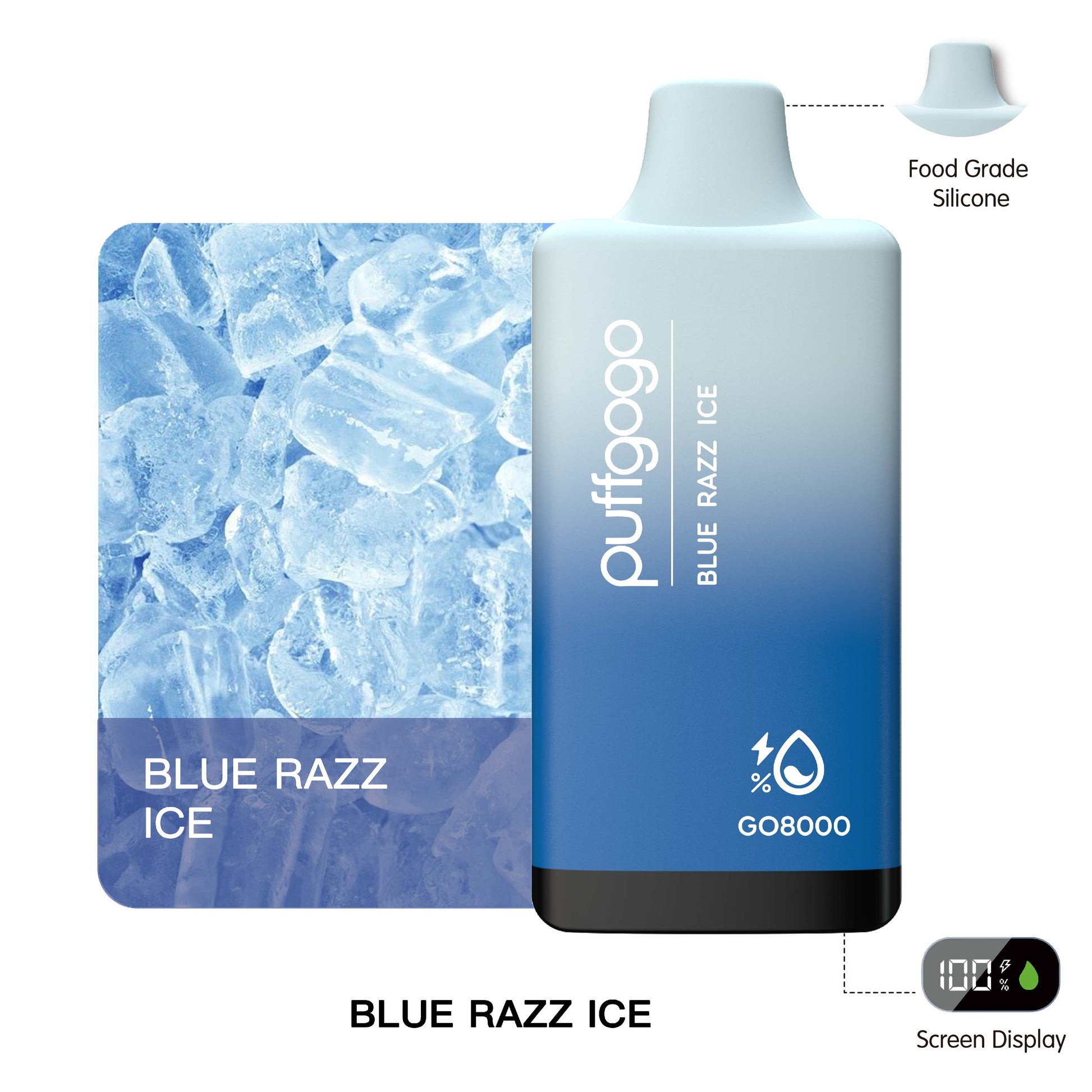 Puffgogo GO8000 Disposable 8000 Puffs - Blue Razz Ice