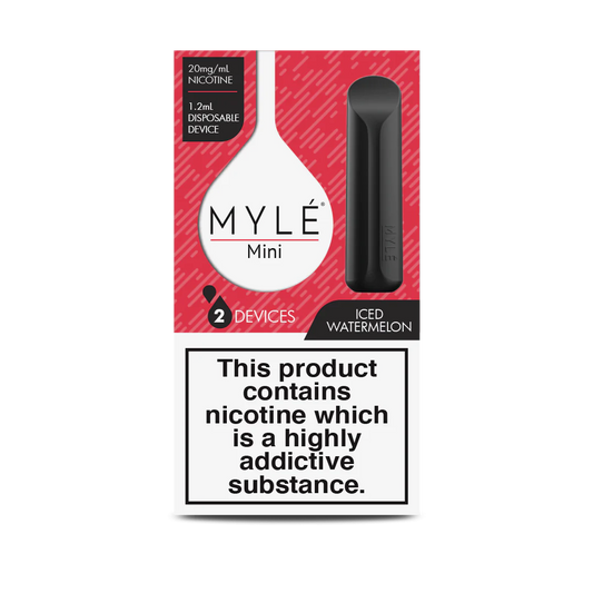 Myle Mini Disposable Pods 320 Puffs - 2 Pack Devices - Iced Watermelon