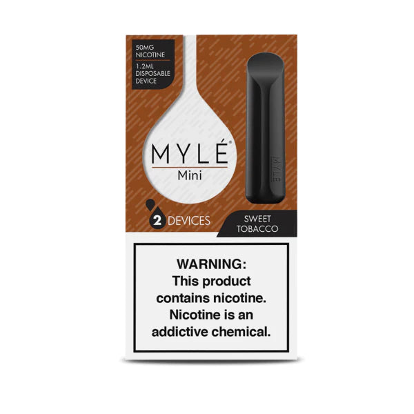 Myle Mini Disposable Pods 320 Puffs - 2 Pack Devices - Sweet Tobacco