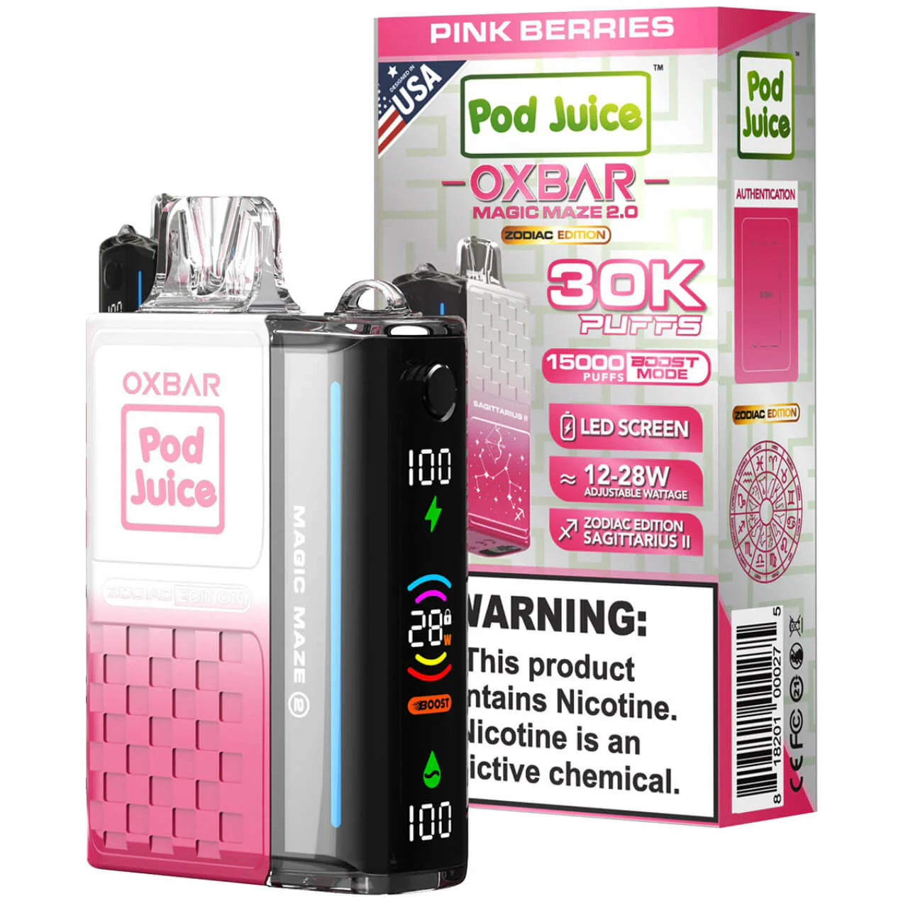 Oxbar Magic Maze 2.0 30000 Puffs Disposable Vape - Pink Berries Sagittarius II