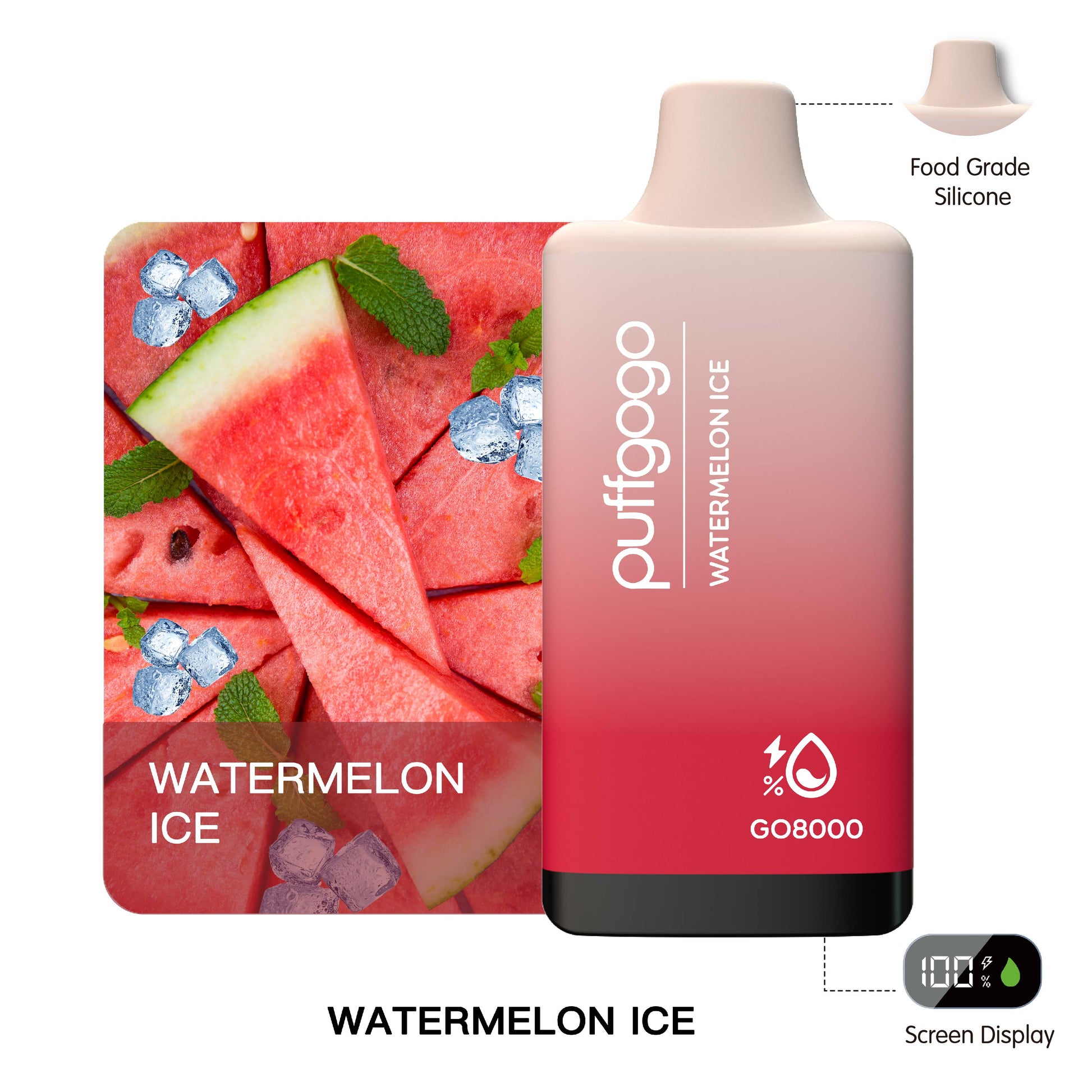Puffgogo GO8000 Disposable 8000 Puffs - Watermelon Ice