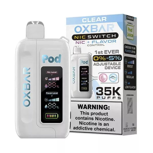 Oxbar Pod x Nic Switch 35000 Puffs Disposable Vape 0%-5% Nicotine - Clear