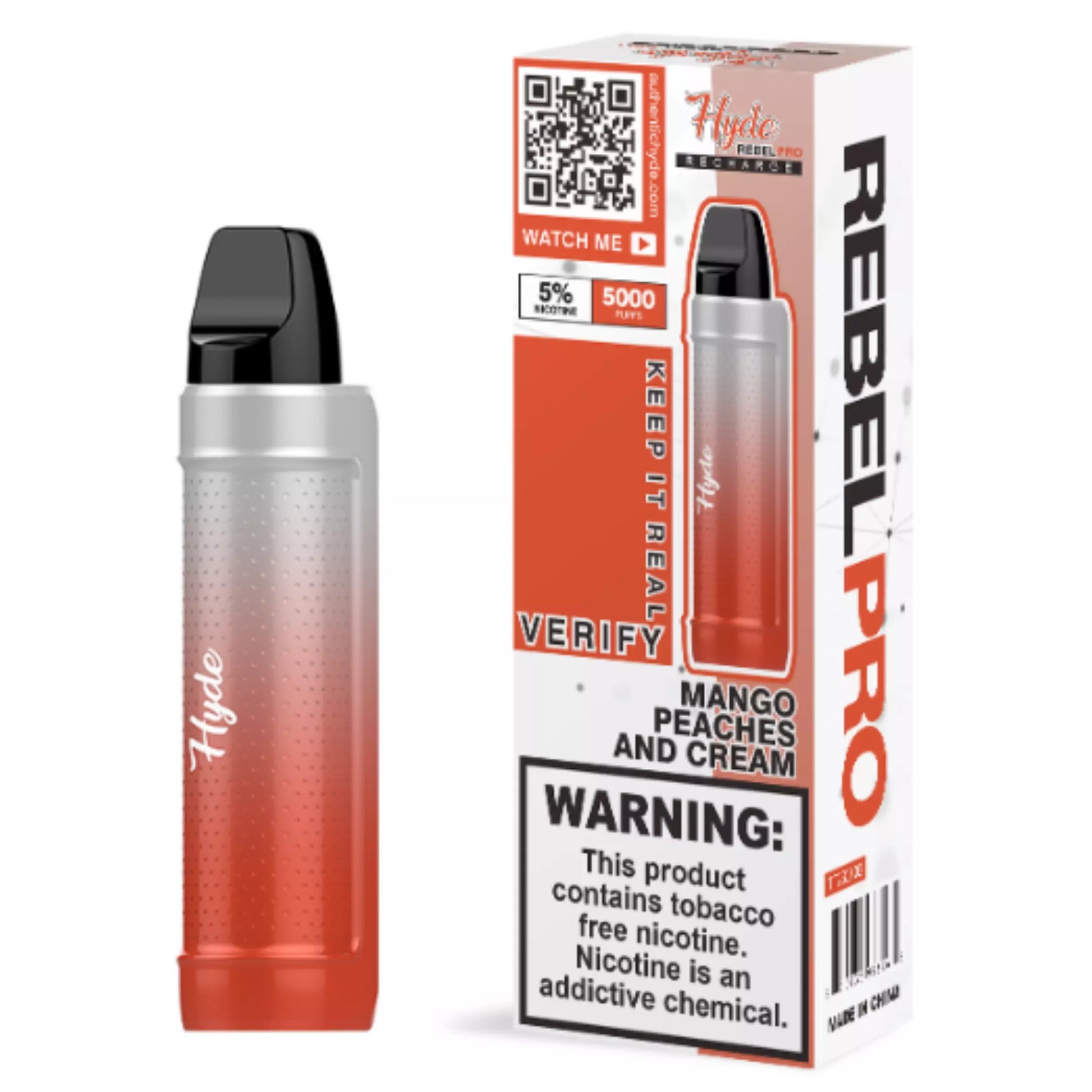 Hyde Rebel Pro Disposable Rechargeable 5000 Puffs - Mango Peaches and Cream