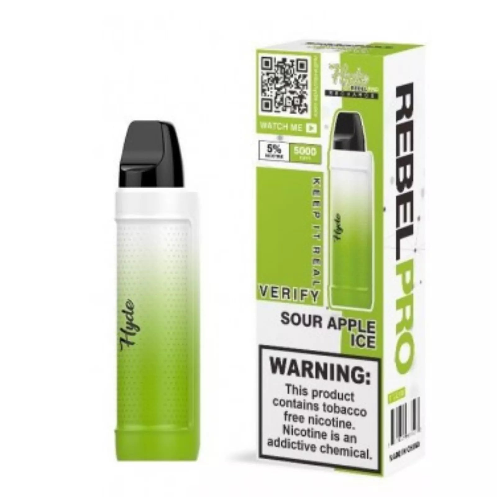 Hyde Rebel Pro Disposable Rechargeable 5000 Puffs - Sour Apple Ice