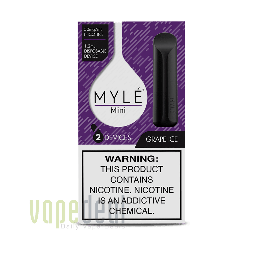 Myle Mini Disposable Pods 320 Puffs - 2 Pack Devices - Grape Ice