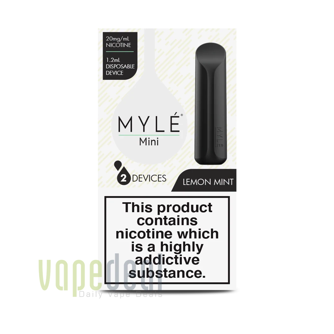 Myle Mini Disposable Pods 320 Puffs - 2 Pack Devices - Lemon Mint
