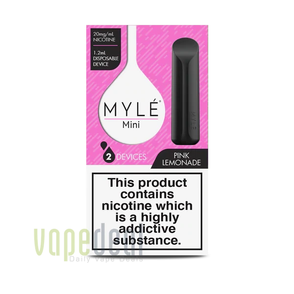 Myle Mini Disposable Pods 320 Puffs - 2 Pack Devices - Pink Lemonade