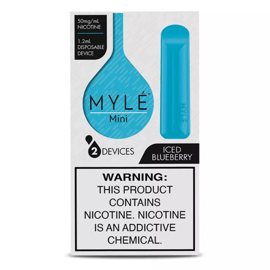 Myle Mini Disposable Pods 320 Puffs - 2 Pack Devices - Blueberry Ice