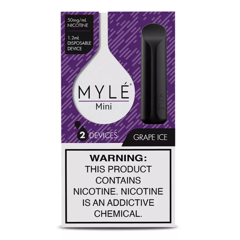 Myle Mini Disposable Pods 320 Puffs - 2 Pack Devices - Grape Ice