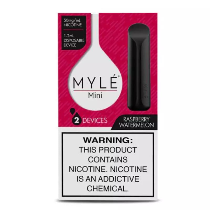Myle Mini Disposable Pods 320 Puffs - 2 Pack Devices - Raspberry Watermelon