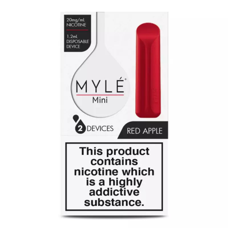 Myle Mini Disposable Pods 320 Puffs - 2 Pack Devices - Red Apple