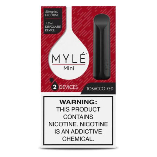 Myle Mini Disposable Pods 320 Puffs - 2 Pack Devices - Tobacco Red