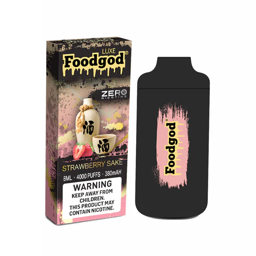 Foodgod Luxe Zero Nicotine Disposable 4000 Puffs 0% Nicotine Free - Strawberry Sake