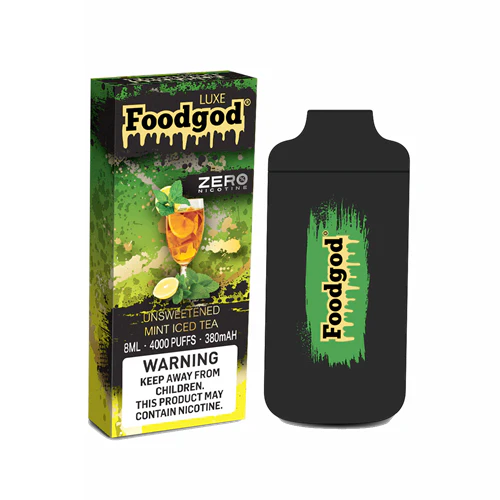 Foodgod Luxe Zero Nicotine Disposable 4000 Puffs 0% Nicotine Free - Unsweetened Mint Iced Tea